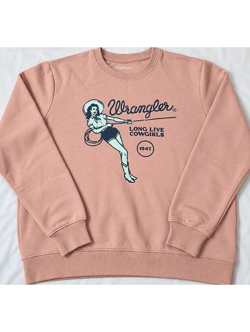 Wrangler Womens L Long Live Cowgirls Pink Western Rodeo Graphic Sweatshirt